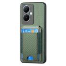 For vivo S18 Pro Carbon Fiber Vertical Flip Wallet Stand Phone Case(Green) - 2