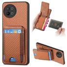 For vivo S18e Carbon Fiber Vertical Flip Wallet Stand Phone Case(Brown) - 1