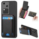 For vivo S18 Carbon Fiber Vertical Flip Wallet Stand Phone Case(Black) - 1