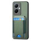 For vivo S18 Carbon Fiber Vertical Flip Wallet Stand Phone Case(Green) - 2