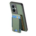 For vivo S18 Carbon Fiber Vertical Flip Wallet Stand Phone Case(Green) - 3