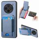 For vivo X100 Pro 5G Carbon Fiber Vertical Flip Wallet Stand Phone Case(Blue) - 1