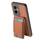 For vivo X100 Pro 5G Carbon Fiber Vertical Flip Wallet Stand Phone Case(Brown) - 3