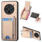 For vivo X100 Pro 5G Carbon Fiber Vertical Flip Wallet Stand Phone Case(Khaki) - 1