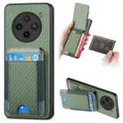 For vivo X100 Pro 5G Carbon Fiber Vertical Flip Wallet Stand Phone Case(Green) - 1