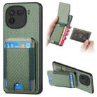 For vivo iQOO 12 Pro Carbon Fiber Vertical Flip Wallet Stand Phone Case(Green) - 1