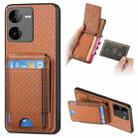For vivo iQOO Z8X Carbon Fiber Vertical Flip Wallet Stand Phone Case(Brown) - 1