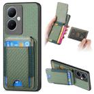 For Vivo Y35M+ Carbon Fiber Vertical Flip Wallet Stand Phone Case(Green) - 1