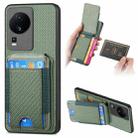 For vivo iQOO Neo 7 SE Carbon Fiber Vertical Flip Wallet Stand Phone Case(Green) - 1