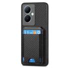 For vivo Y02 Carbon Fiber Vertical Flip Wallet Stand Phone Case(Black) - 2