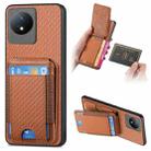 For vivo Y02 Carbon Fiber Vertical Flip Wallet Stand Phone Case(Brown) - 1