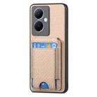 For vivo X90 Pro 5G Carbon Fiber Vertical Flip Wallet Stand Phone Case(Khaki) - 2