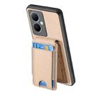 For vivo X90 Pro 5G Carbon Fiber Vertical Flip Wallet Stand Phone Case(Khaki) - 3
