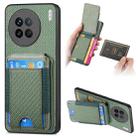 For vivo X90 Pro 5G Carbon Fiber Vertical Flip Wallet Stand Phone Case(Green) - 1