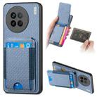 For vivo X90 Carbon Fiber Vertical Flip Wallet Stand Phone Case(Blue) - 1