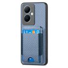 For vivo X90 Carbon Fiber Vertical Flip Wallet Stand Phone Case(Blue) - 2