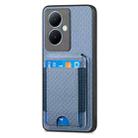 For vivo Y35 4G Carbon Fiber Vertical Flip Wallet Stand Phone Case(Blue) - 2