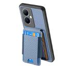 For vivo Y35 4G Carbon Fiber Vertical Flip Wallet Stand Phone Case(Blue) - 3