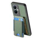 For vivo Y35 4G Carbon Fiber Vertical Flip Wallet Stand Phone Case(Green) - 3
