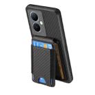 For vivo Y16 Carbon Fiber Vertical Flip Wallet Stand Phone Case(Black) - 3