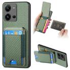 For vivo V25 Carbon Fiber Vertical Flip Wallet Stand Phone Case(Green) - 1