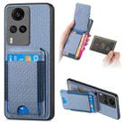 For vivo X60 Carbon Fiber Vertical Flip Wallet Stand Phone Case(Blue) - 1