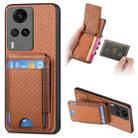 For vivo X60 Carbon Fiber Vertical Flip Wallet Stand Phone Case(Brown) - 1