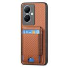 For vivo X60 Carbon Fiber Vertical Flip Wallet Stand Phone Case(Brown) - 2