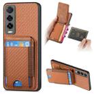 For vivo Y70s Carbon Fiber Vertical Flip Wallet Stand Phone Case(Brown) - 1