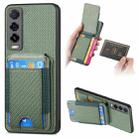 For vivo Y70s Carbon Fiber Vertical Flip Wallet Stand Phone Case(Green) - 1