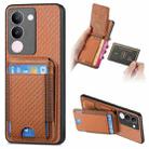 For vivo S17 / S17 Pro / V29 Carbon Fiber Vertical Flip Wallet Stand Phone Case(Brown) - 1