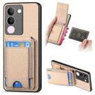 For vivo S17 / S17 Pro / V29 Carbon Fiber Vertical Flip Wallet Stand Phone Case(Khaki) - 1