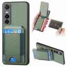 For vivo Y73s 5G / S7e Carbon Fiber Vertical Flip Wallet Stand Phone Case(Green) - 1