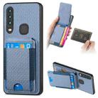 For vivo Y12 / Y15 / Y17 / Y3 Carbon Fiber Vertical Flip Wallet Stand Phone Case(Blue) - 1