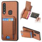 For vivo Y12 / Y15 / Y17 / Y3 Carbon Fiber Vertical Flip Wallet Stand Phone Case(Brown) - 1