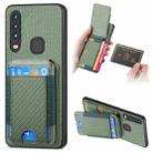 For vivo Y12 / Y15 / Y17 / Y3 Carbon Fiber Vertical Flip Wallet Stand Phone Case(Green) - 1