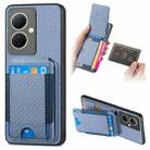 for vivo V29 Lite/Y78+ Carbon Fiber Vertical Flip Wallet Stand Phone Case(Blue) - 1