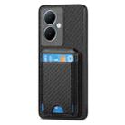 for vivo V29 Lite/Y78+ Carbon Fiber Vertical Flip Wallet Stand Phone Case(Black) - 2