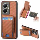 for vivo V29 Lite/Y78+ Carbon Fiber Vertical Flip Wallet Stand Phone Case(Brown) - 1