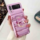 For Samsung Galaxy Z flip4 Laser Aurora Ring Down Jacket Shockproof Phone Case(Rose Gold) - 1