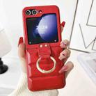 For Samsung Galaxy Z flip5 Laser Aurora Ring Down Jacket Shockproof Phone Case(Red) - 1