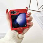 For Samsung Galaxy Z flip5 Laser Aurora Ring Down Jacket Shockproof Phone Case(Red) - 2