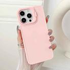 For iPhone 15 Pro Lens Frame Holder Shockproof Phone Case(Pink) - 1