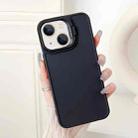 For iPhone 15 Lens Frame Holder Shockproof Phone Case(Black) - 1