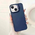 For iPhone 14 Plus Lens Frame Holder Shockproof Phone Case(Blue) - 1