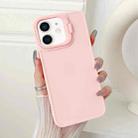 For iPhone 12 Lens Frame Holder Shockproof Phone Case(Pink) - 1