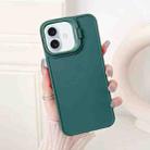 For iPhone 16 Plus Lens Frame Holder Shockproof Phone Case(Green) - 1