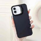 For iPhone 16 Plus Lens Frame Holder Shockproof Phone Case(Black) - 1