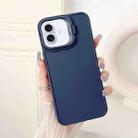 For iPhone 16 Plus Lens Frame Holder Shockproof Phone Case(Blue) - 1