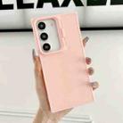 For Samsung Galaxy S23 5G Lens Frame Holder Shockproof Phone Case(Pink) - 1